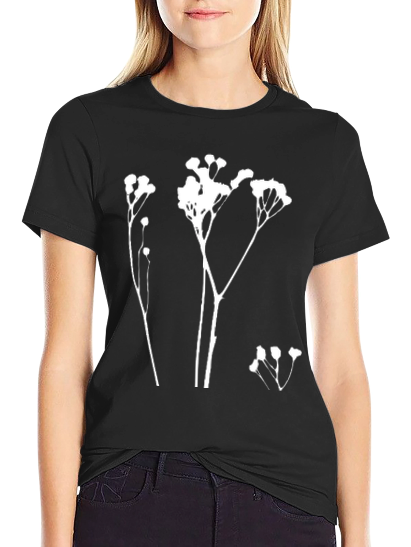 Botanical Print Black T-Shirt