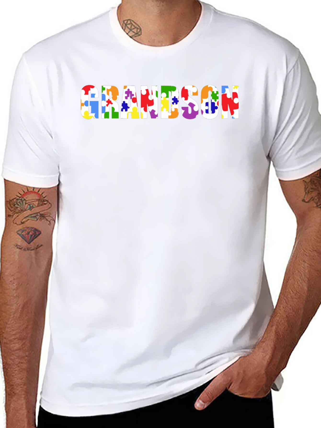Autism Awareness Grandson Puzzle Piece T-Shirt