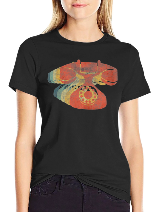 Vintage Rotary Phone Graphic Tee - Retro Style