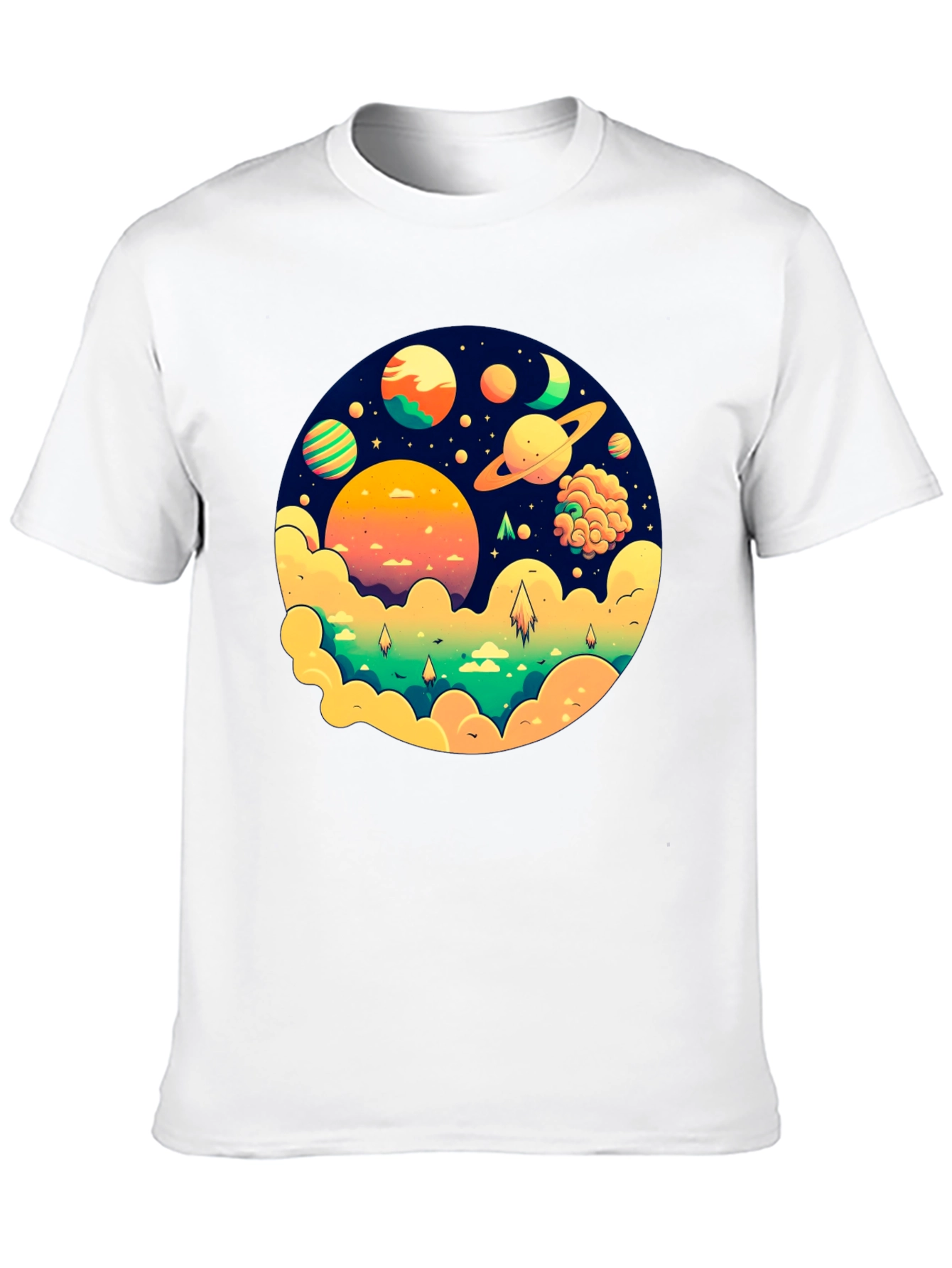 Cosmic Dreams Black T-Shirt - Space Planet Design