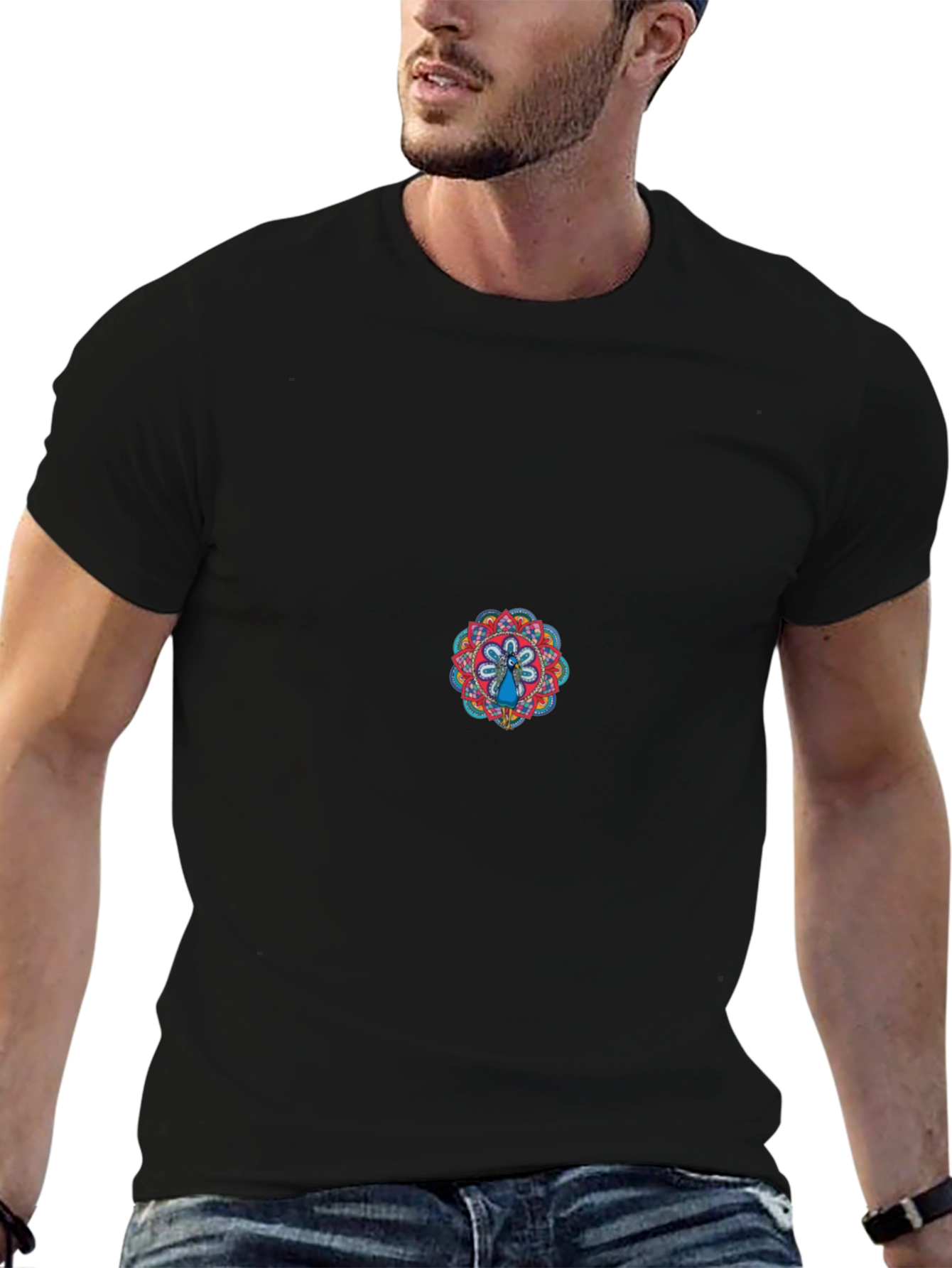 Black Tee with Mandala Graphic
