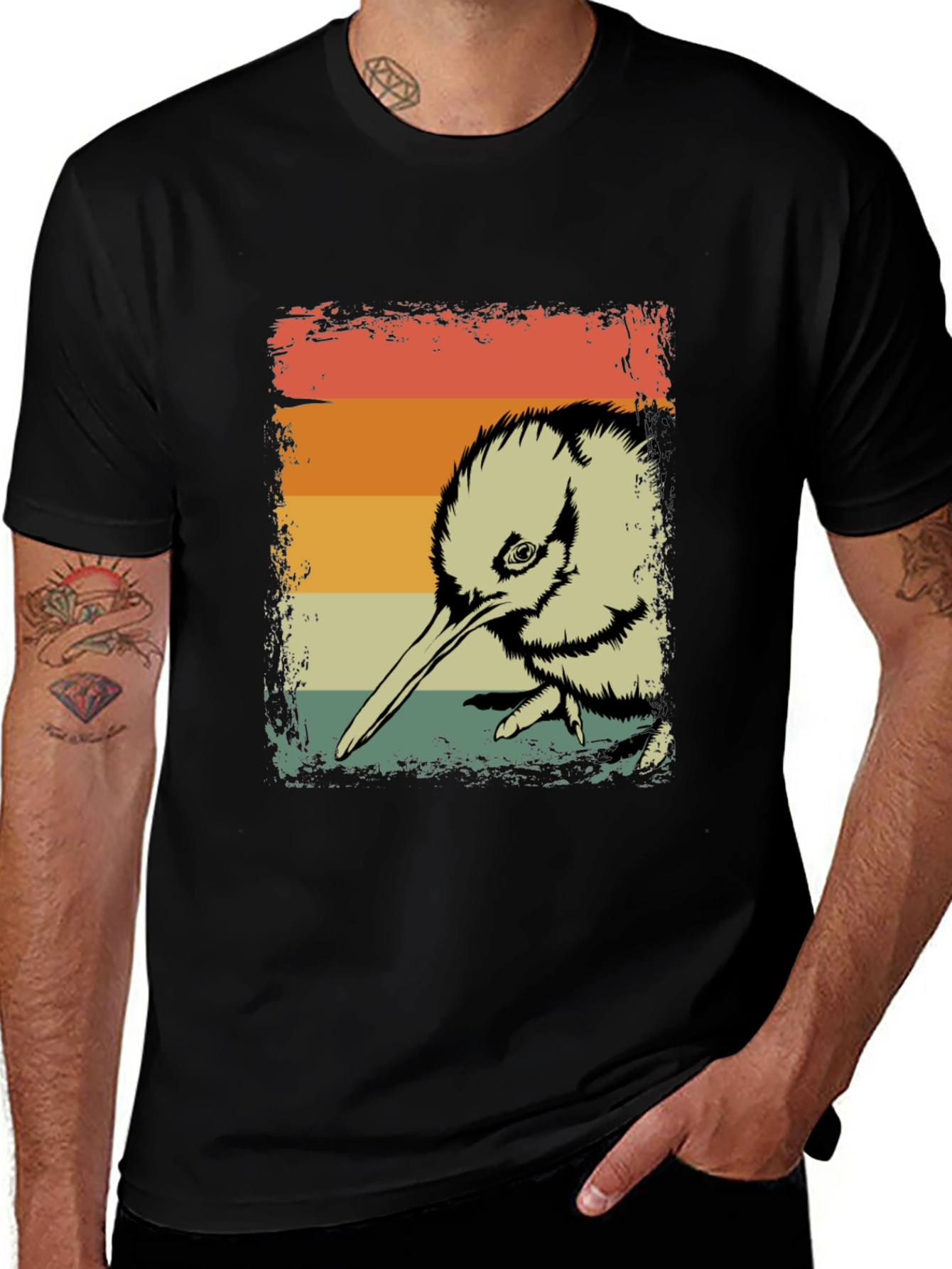 Retro Kiwi Bird Graphic T-Shirt
