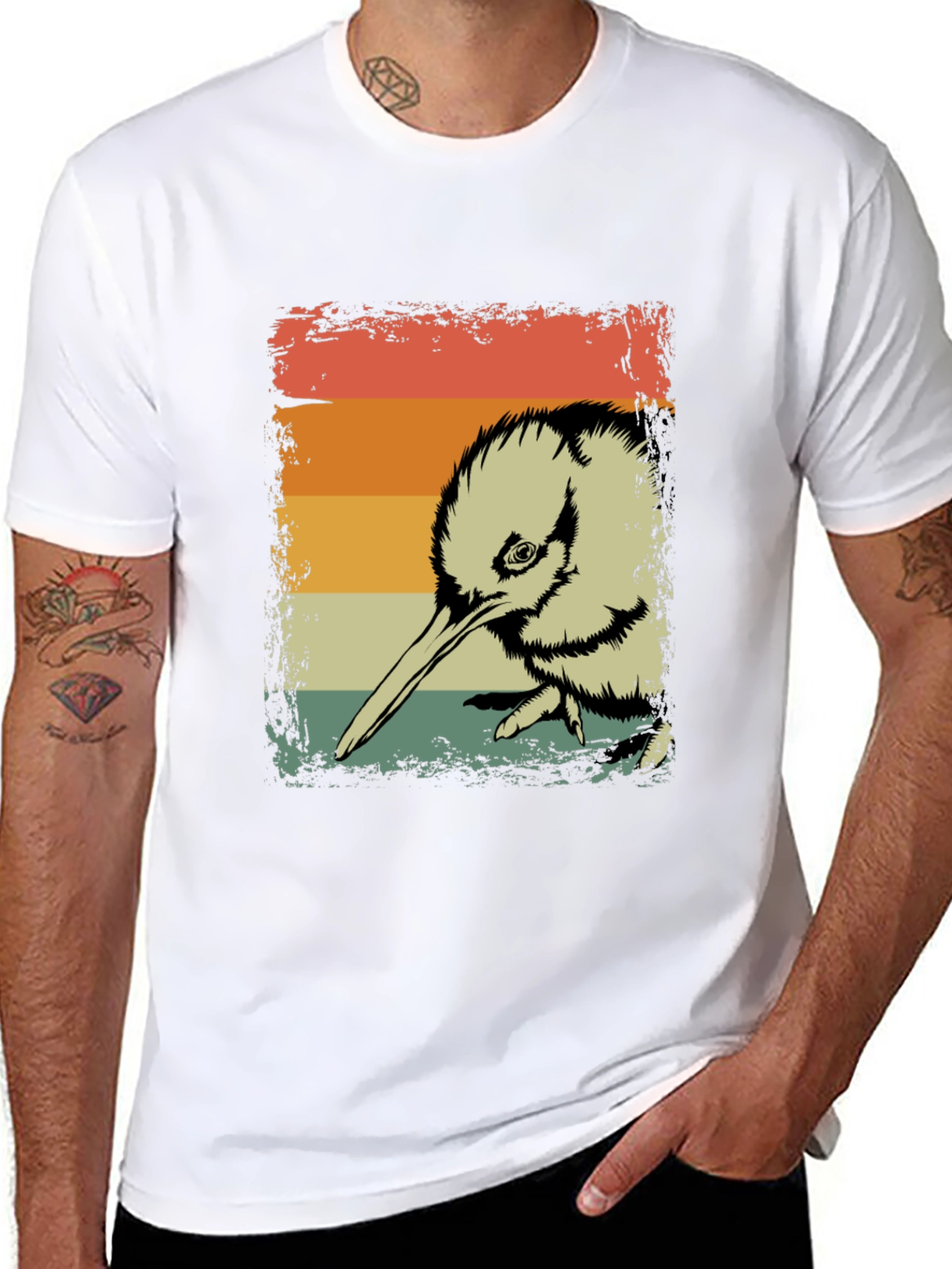 Retro Kiwi Bird Graphic T-Shirt