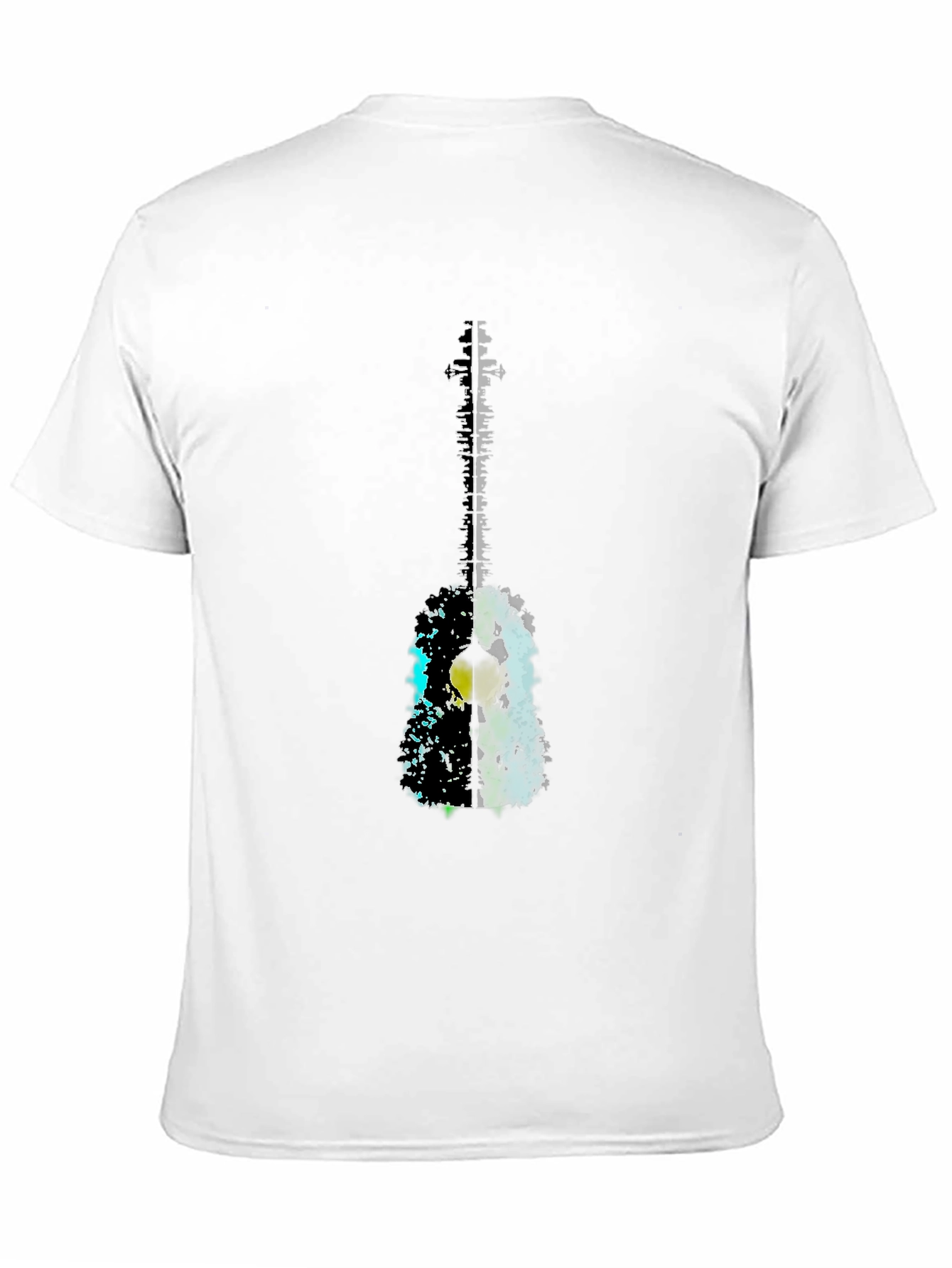 Abstract Guitar Graphic Tee - Black Casual T-Shirt