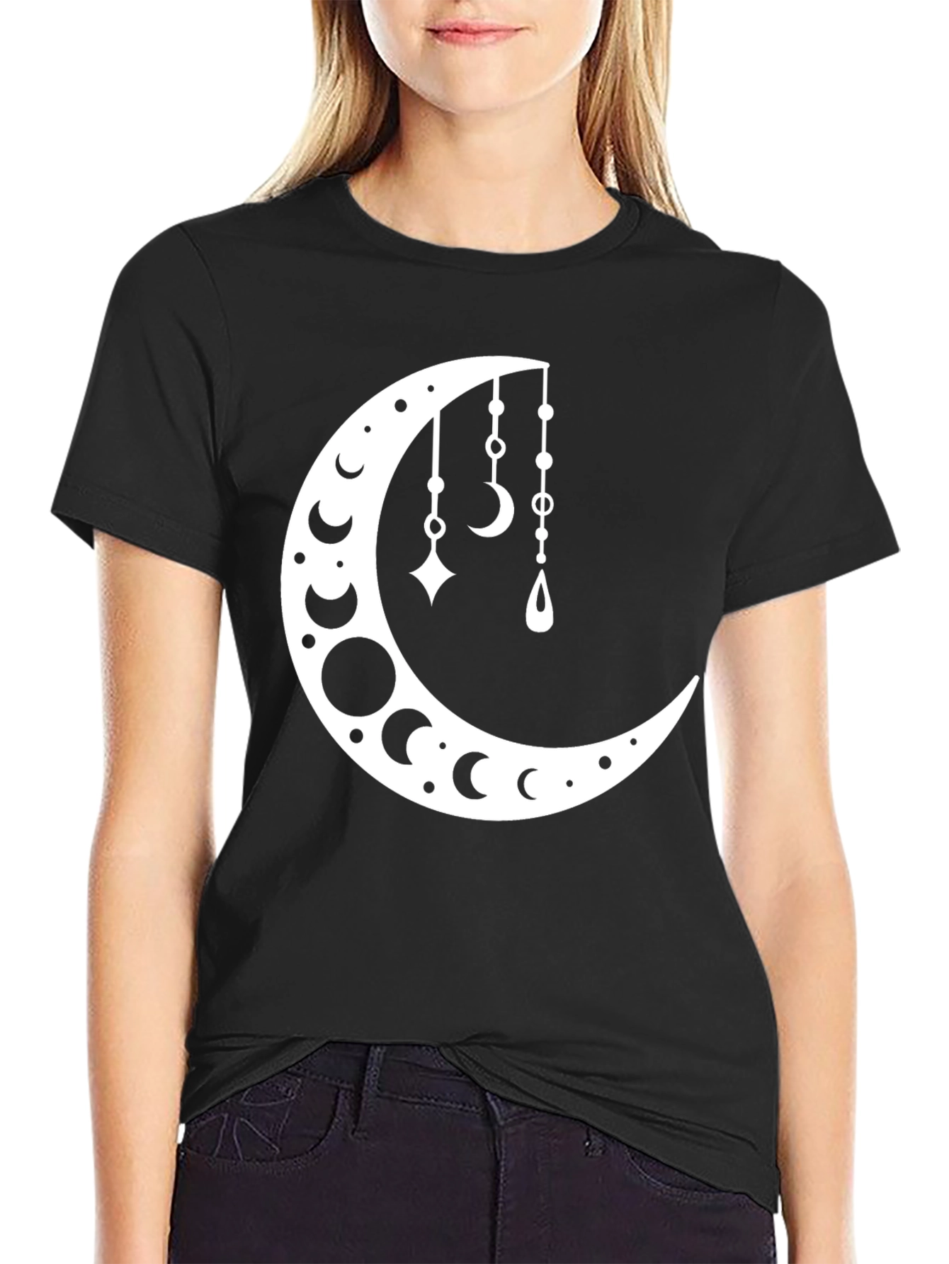 Celestial Crescent Moon Graphic Tee