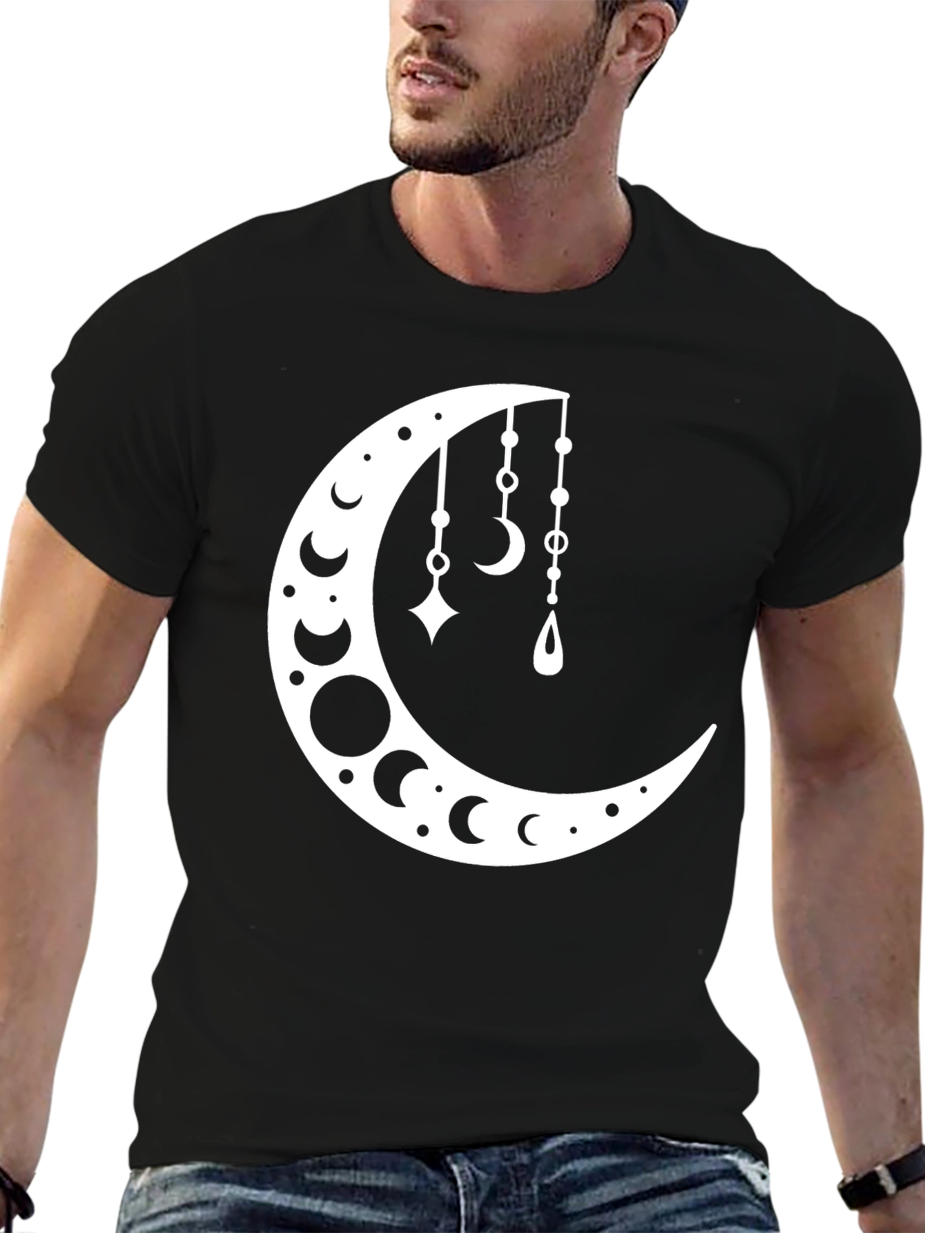 Celestial Crescent Moon Graphic Tee