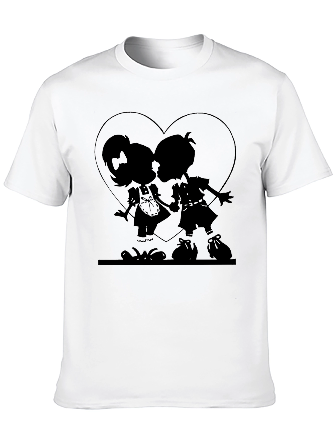 Silhouette Kissing Couple Heart T-Shirt