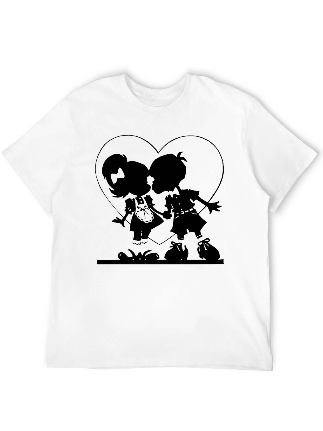 Silhouette Kissing Couple Heart T-Shirt