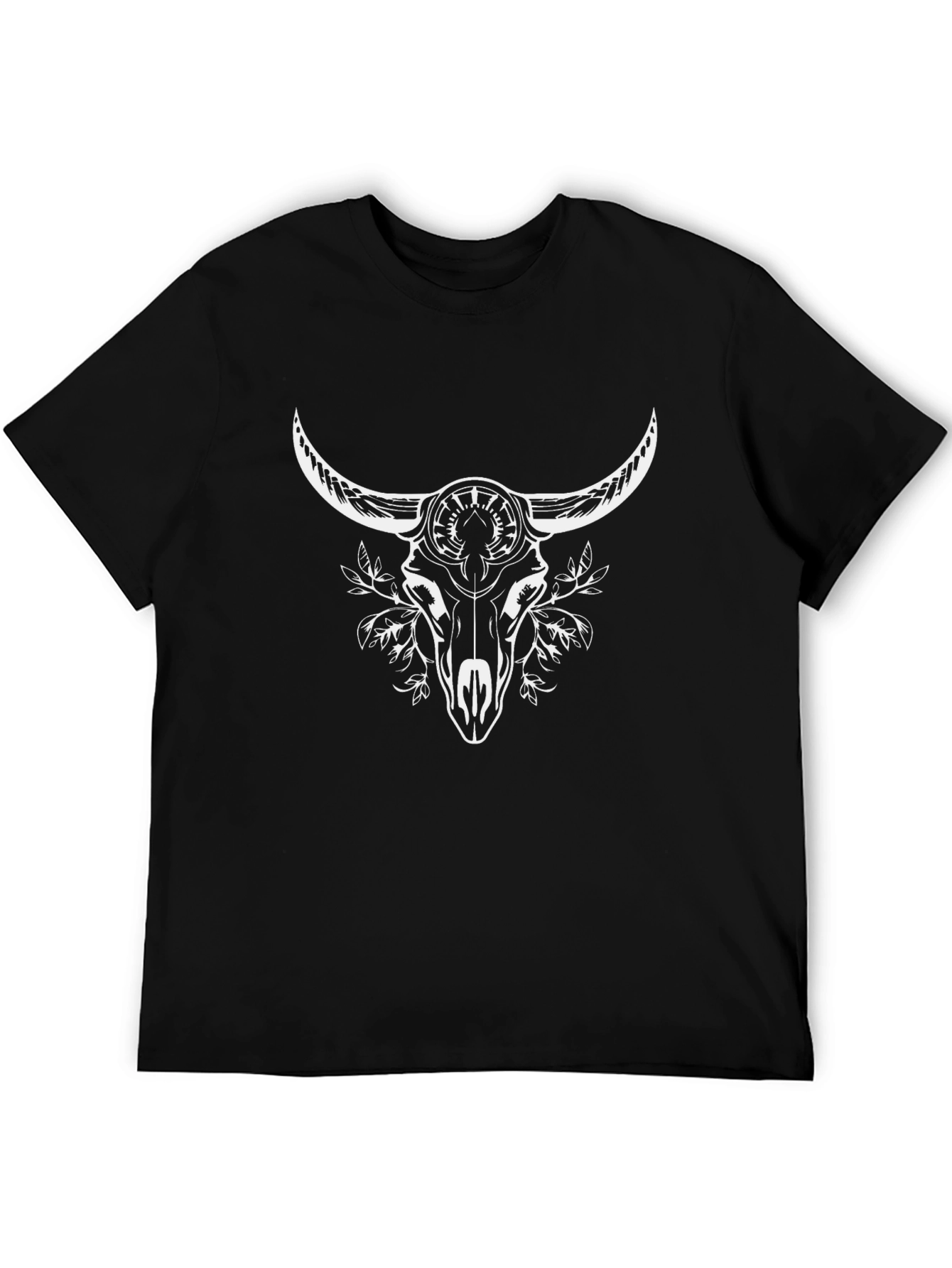 Bull Skull Graphic Tee - Stylish Mens Black T-Shirt