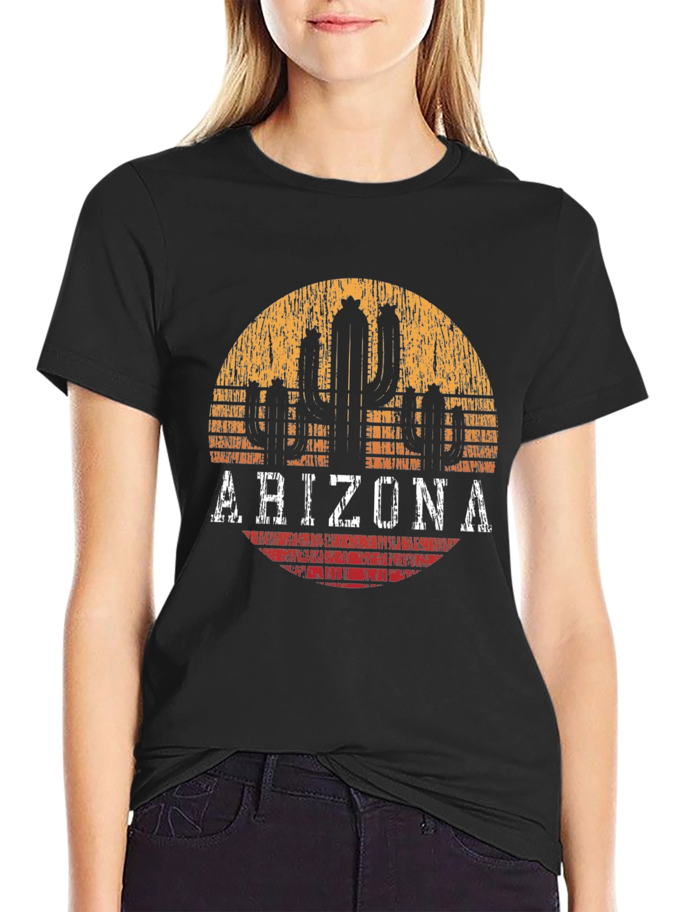 Arizona Cactus Graphic Tee - Distressed Desert Style T-Shirt