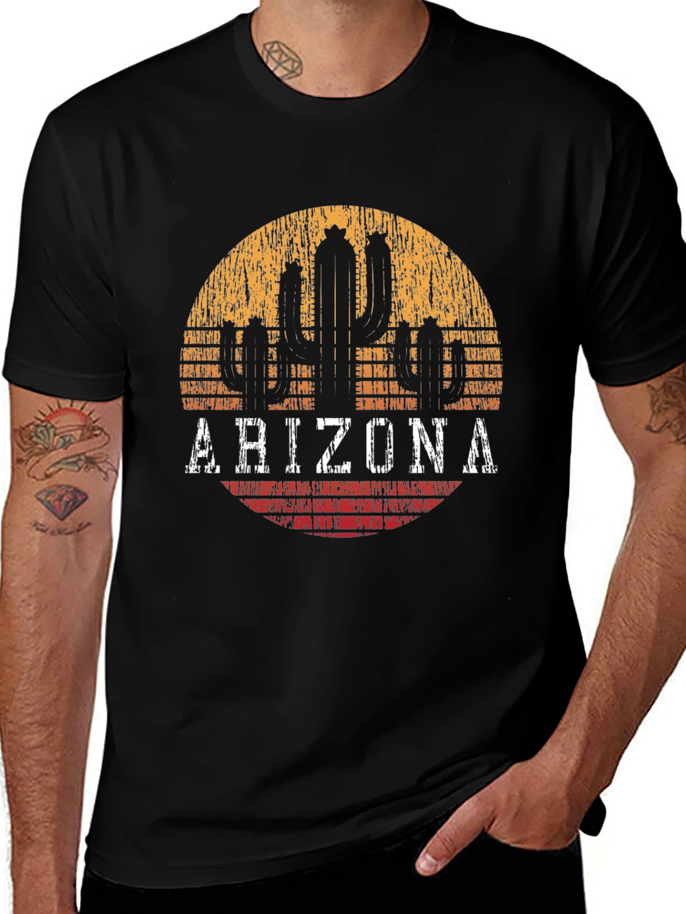 Arizona Cactus Graphic Tee - Distressed Desert Style T-Shirt