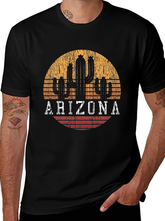 Arizona Cactus Graphic Tee - Distressed Desert Style T-Shirt