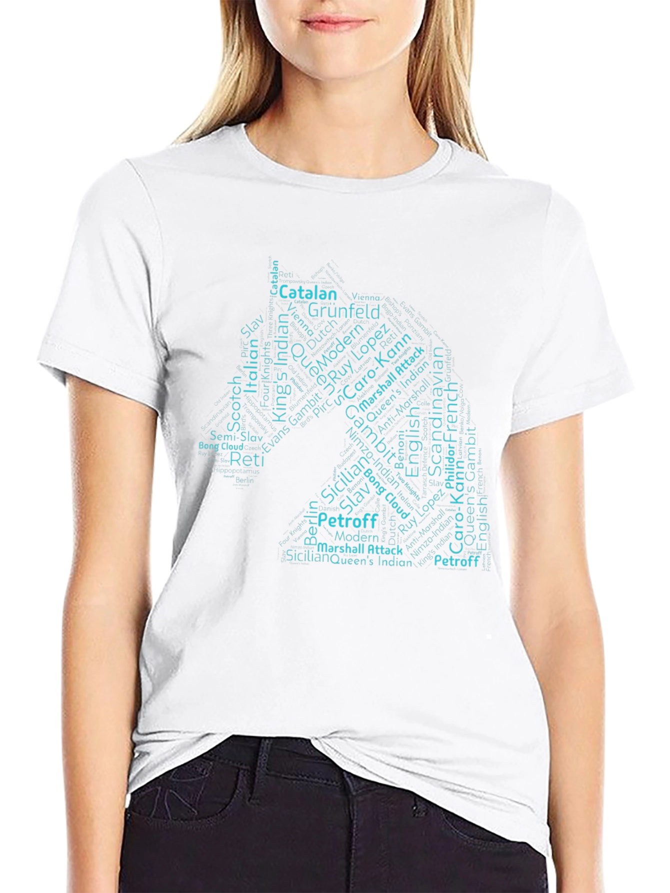 Chess Openings Word Cloud T-Shirt - Black