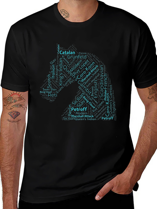 Chess Openings Word Cloud T-Shirt - Black