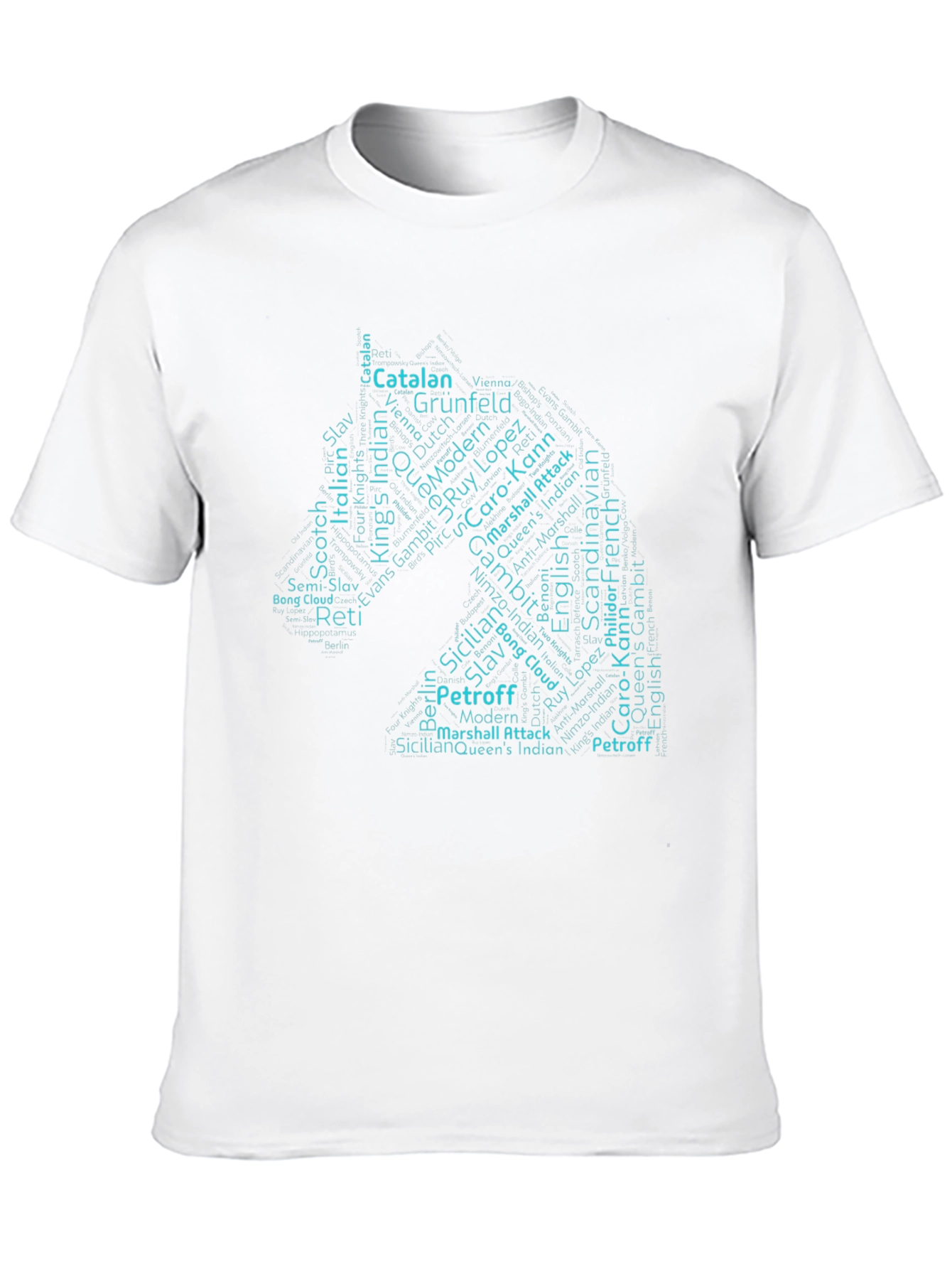Chess Openings Word Cloud T-Shirt - Black