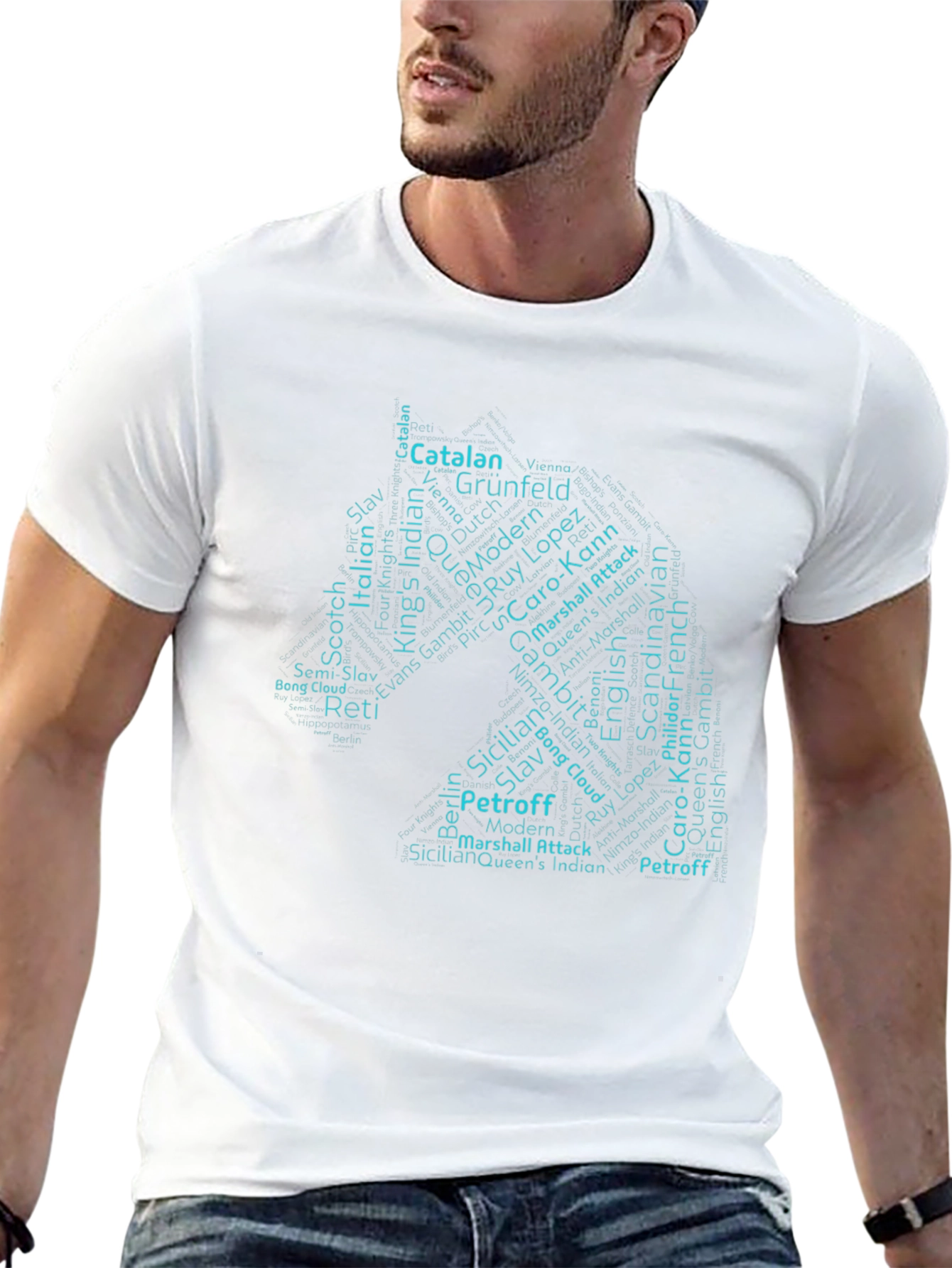 Chess Openings Word Cloud T-Shirt - Black