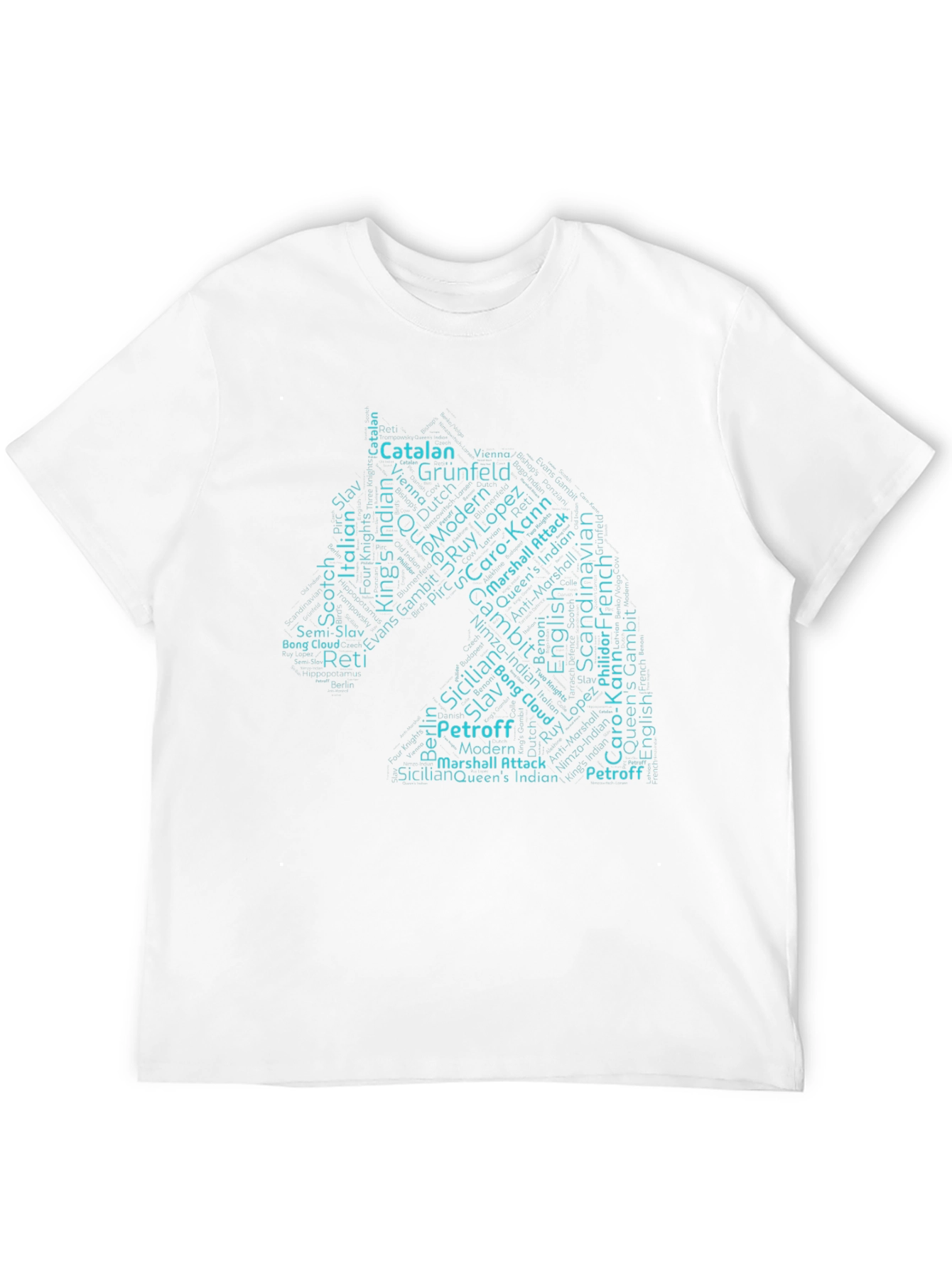 Chess Openings Word Cloud T-Shirt - Black