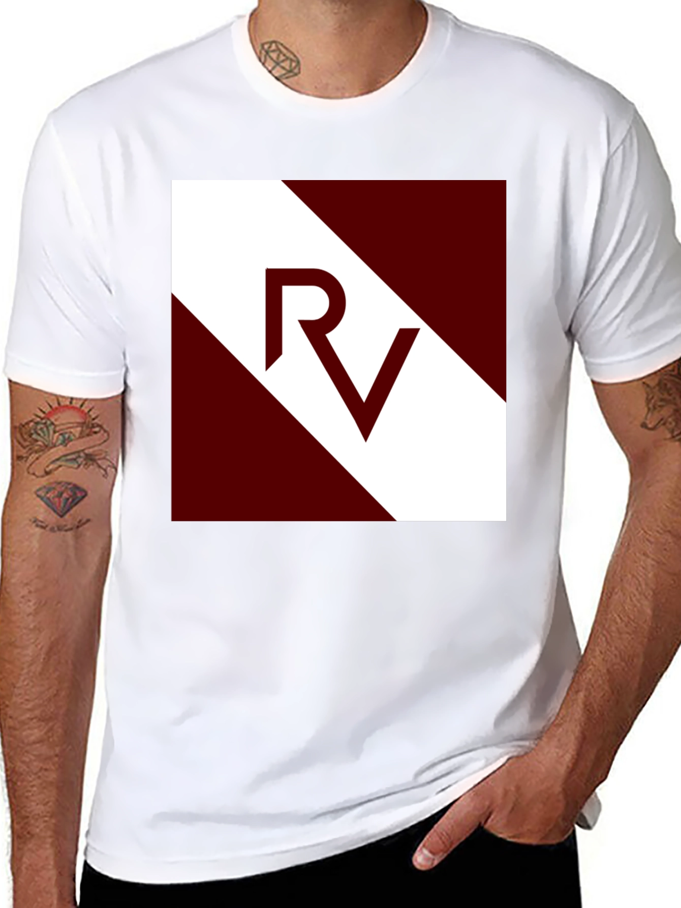 Stylish Mens Black Graphic Tee - RV Design
