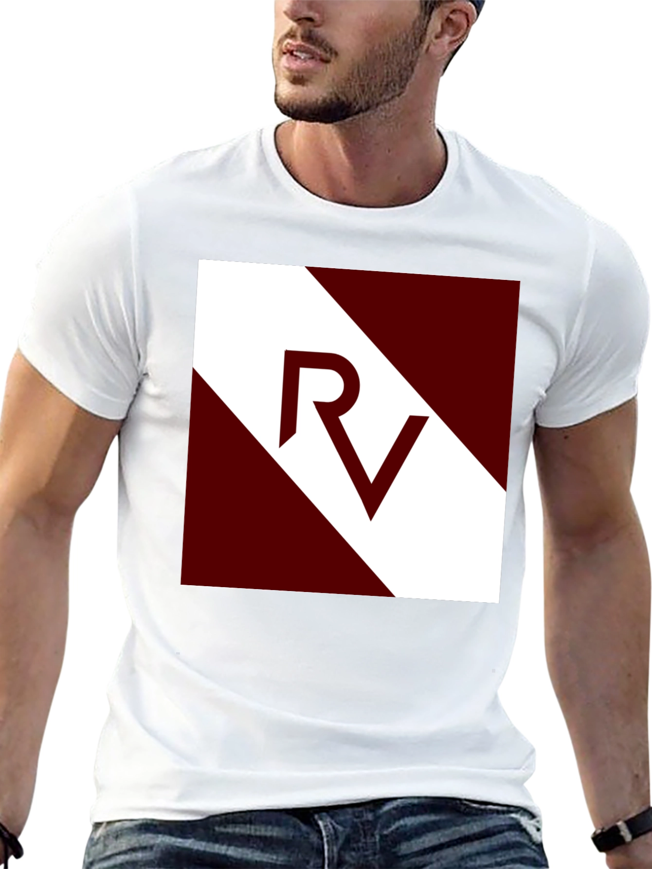 Stylish Mens Black Graphic Tee - RV Design