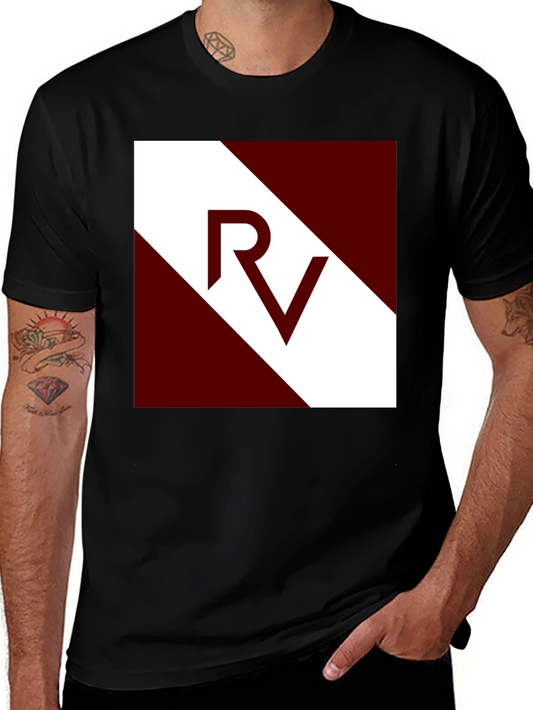 Stylish Mens Black Graphic Tee - RV Design