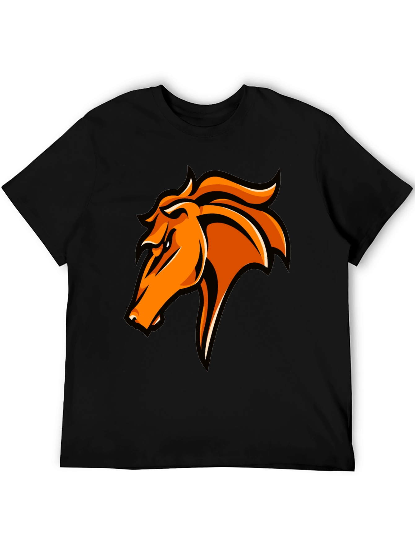 Bold Orange Horse Graphic T-Shirt
