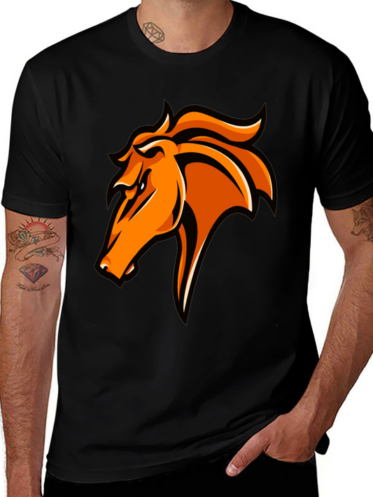 Bold Orange Horse Graphic T-Shirt
