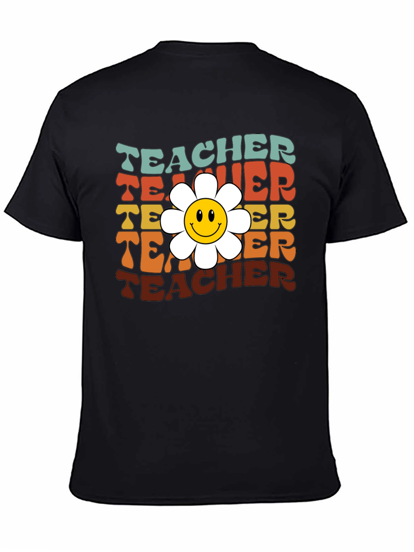 Retro Teacher Smiley Flower T-Shirt
