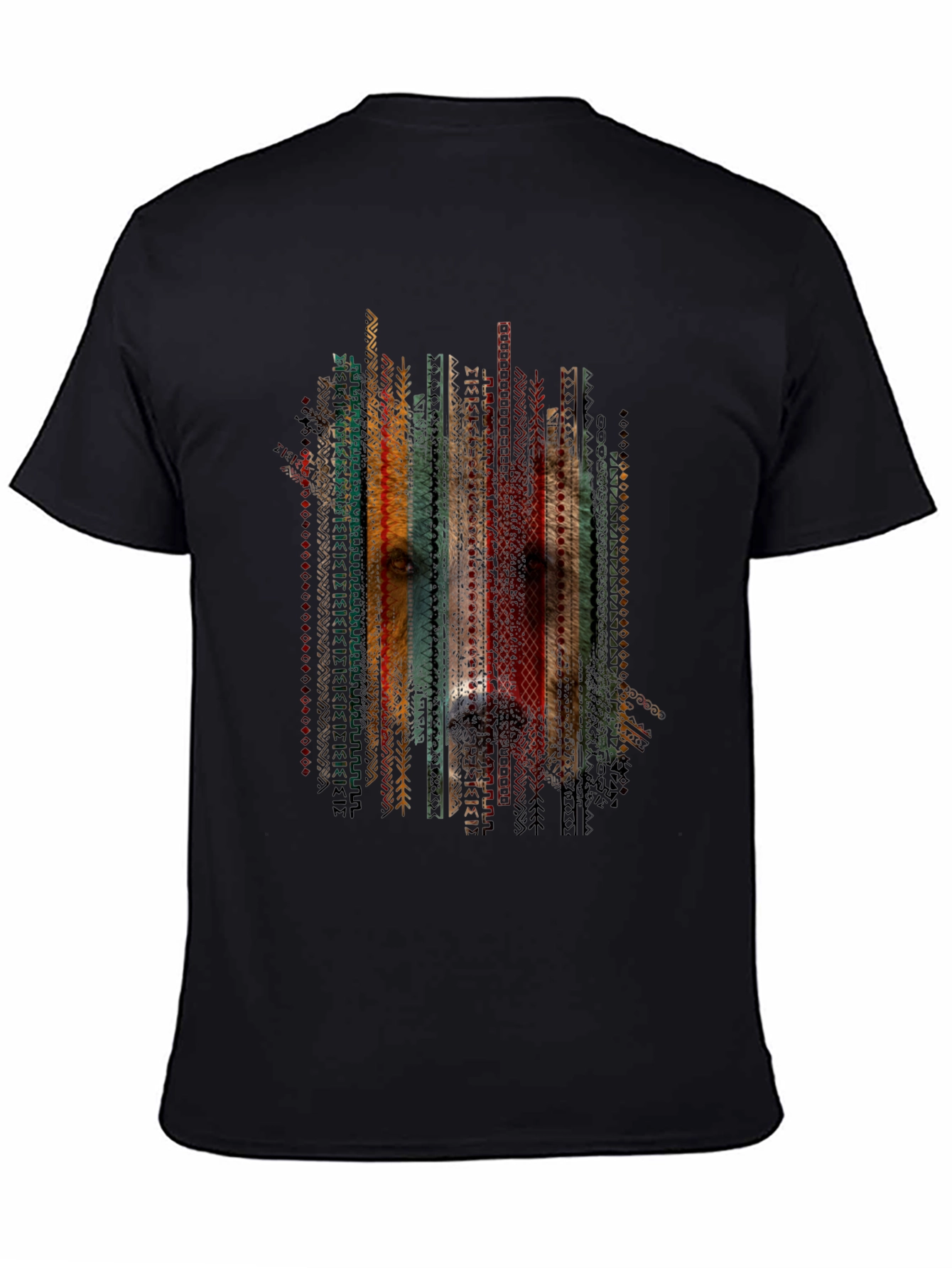 Tribal Dog Graphic Tee - Stylish Mens Black T-Shirt