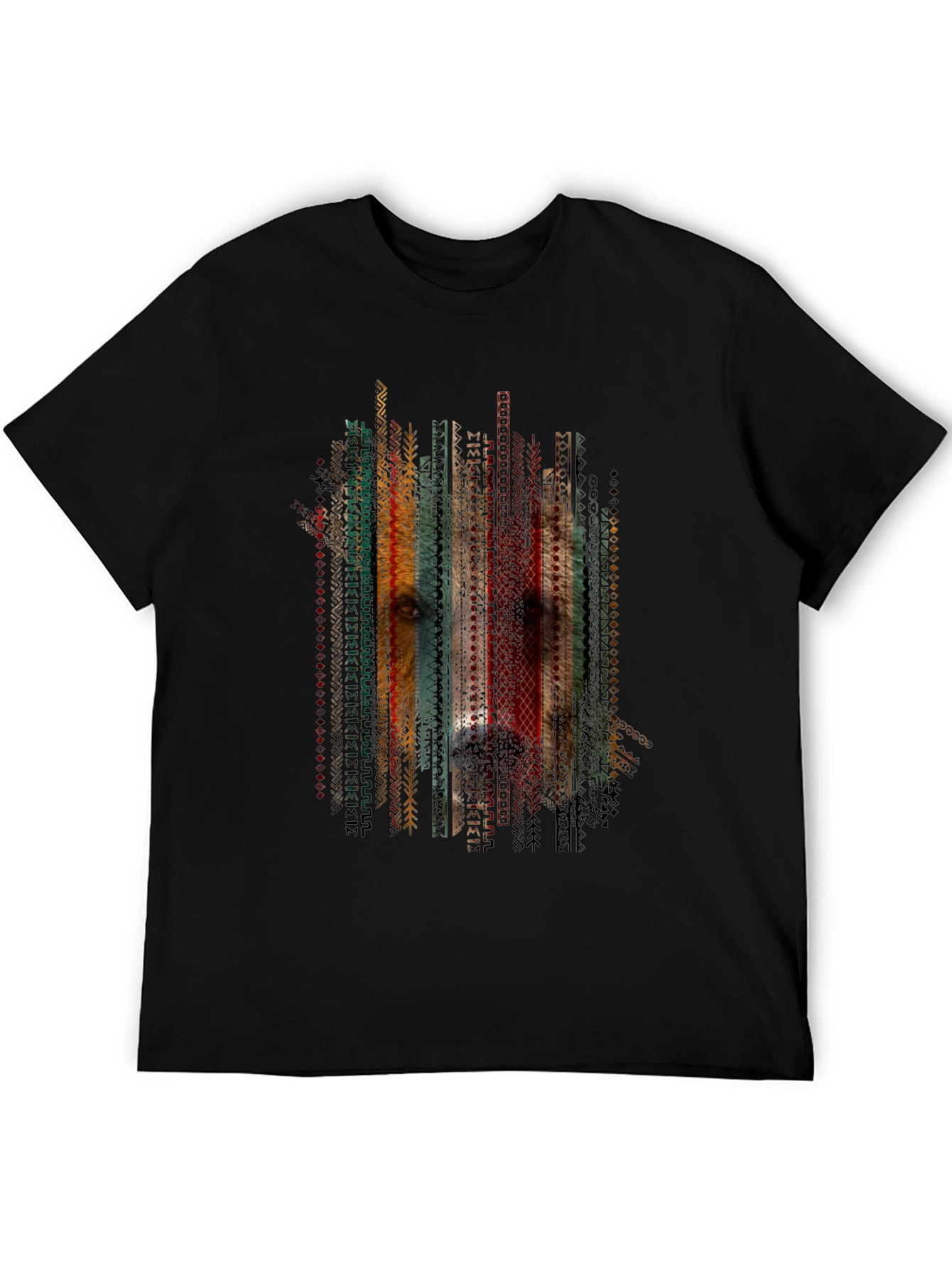Tribal Dog Graphic Tee - Stylish Mens Black T-Shirt