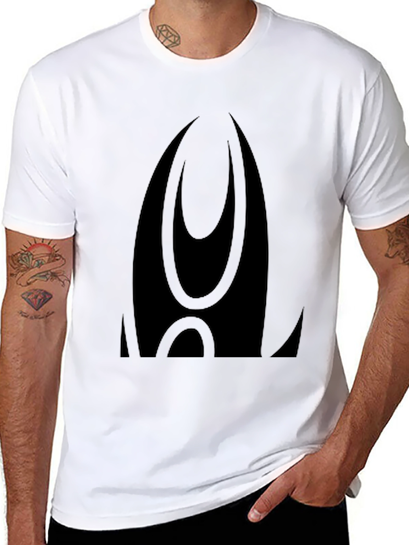 Black Graphic Tee - Modern Abstract Design