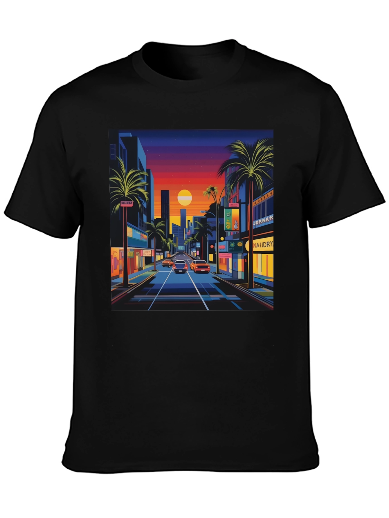 Sunset Cityscape Graphic Tee - Retro Style