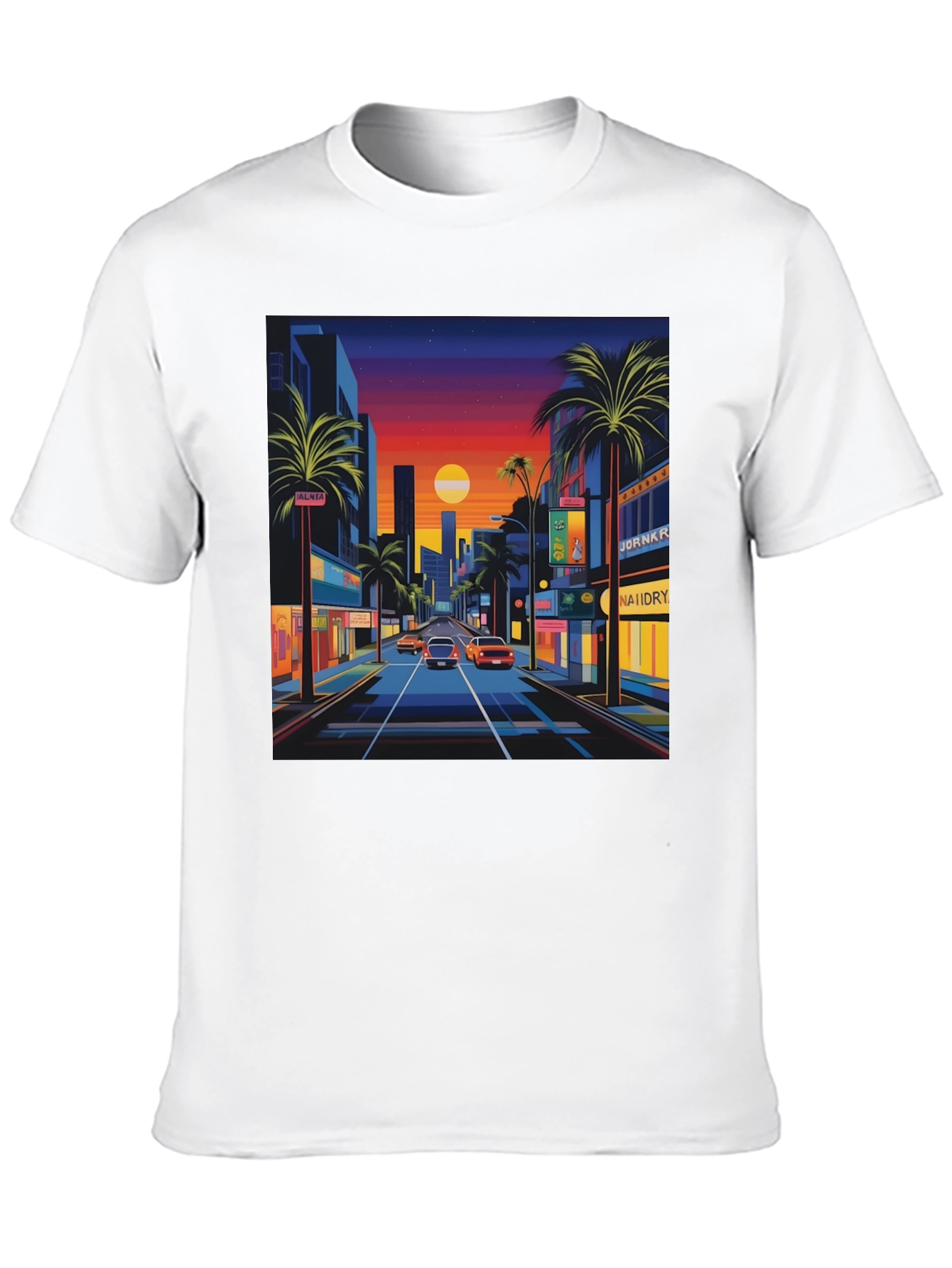 Sunset Cityscape Graphic Tee - Retro Style