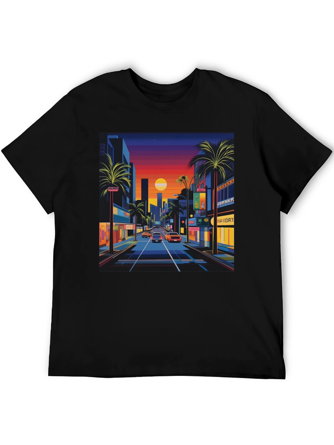 Sunset Cityscape Graphic Tee - Retro Style
