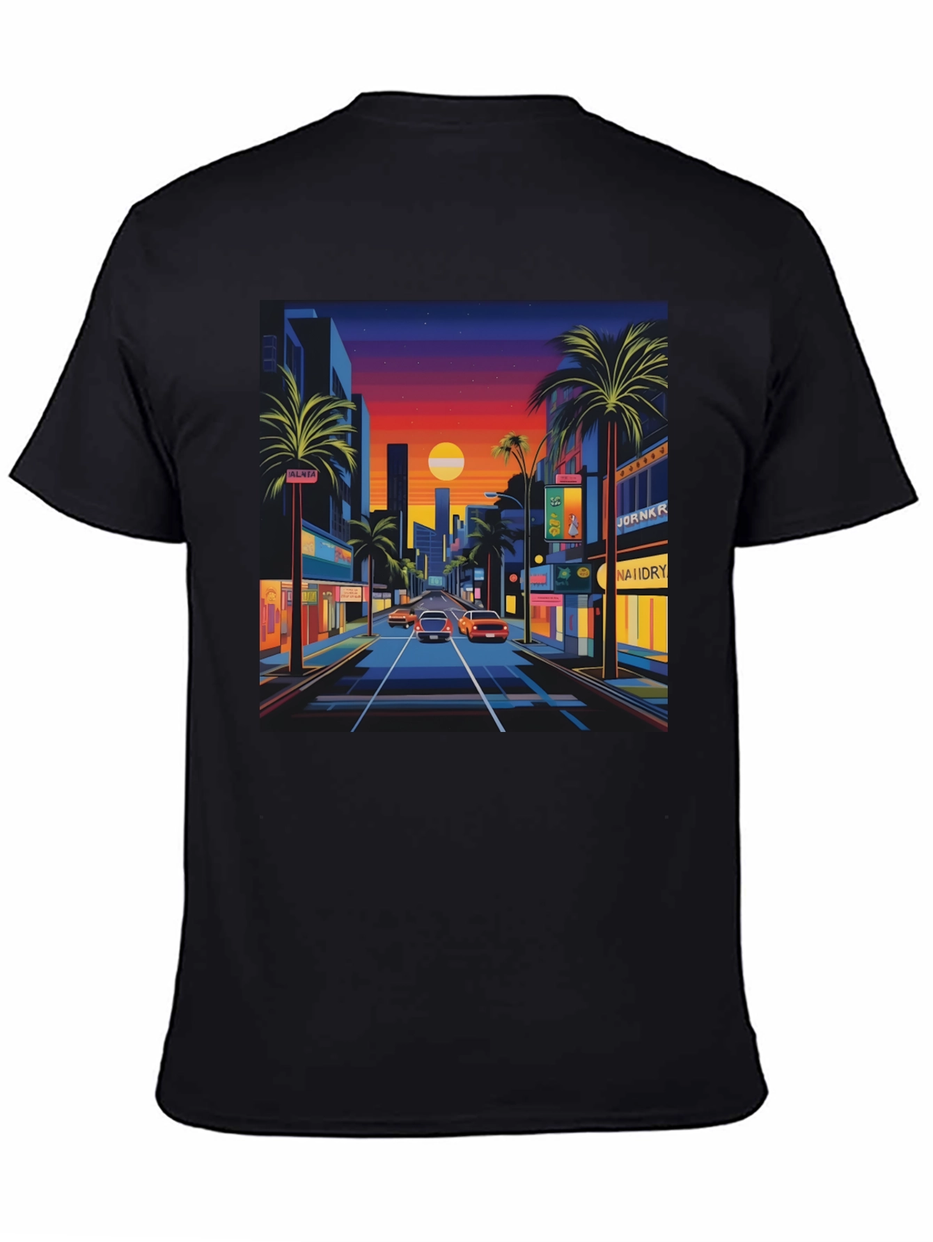 Sunset Cityscape Graphic Tee - Retro Style