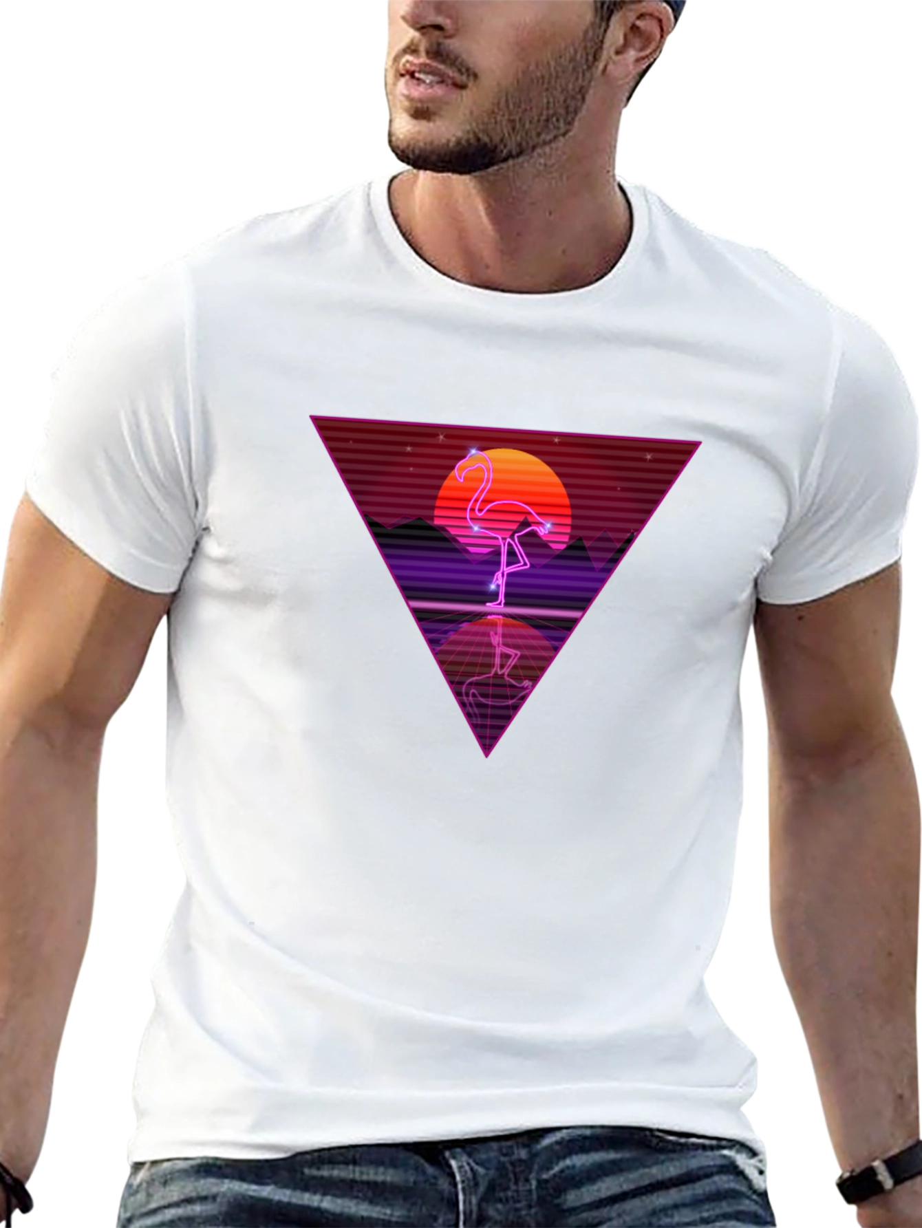 Retro Flamingo Triangle Graphic Tee