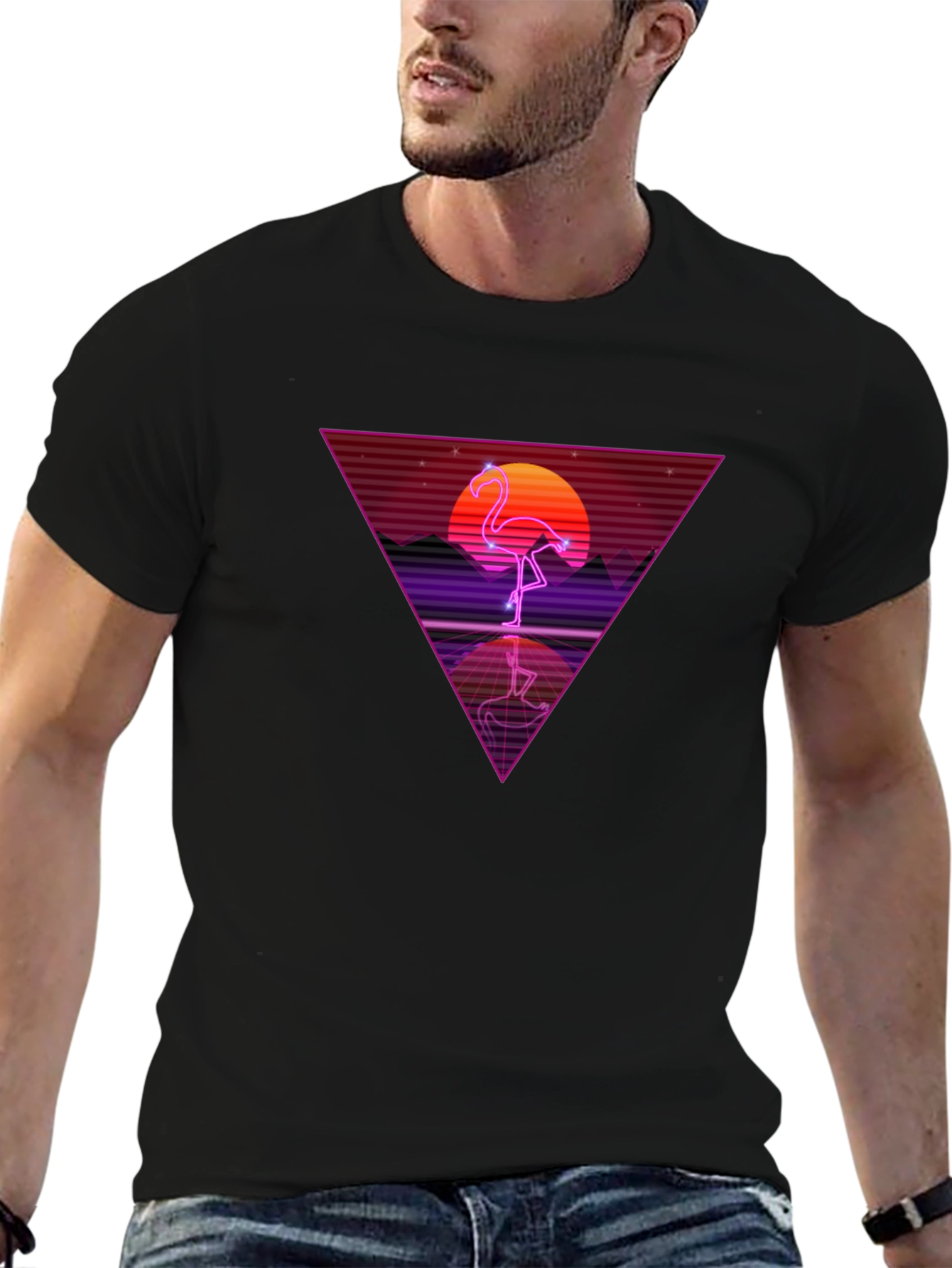 Retro Flamingo Triangle Graphic Tee