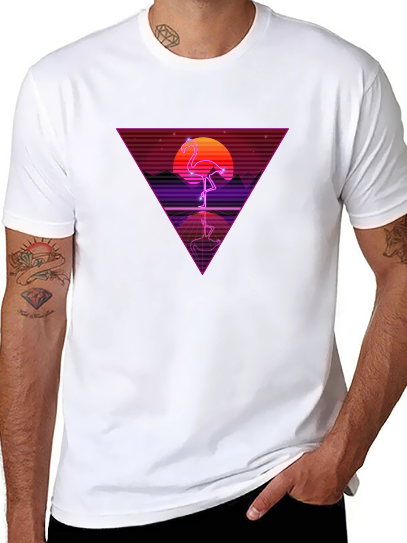Retro Flamingo Triangle Graphic Tee