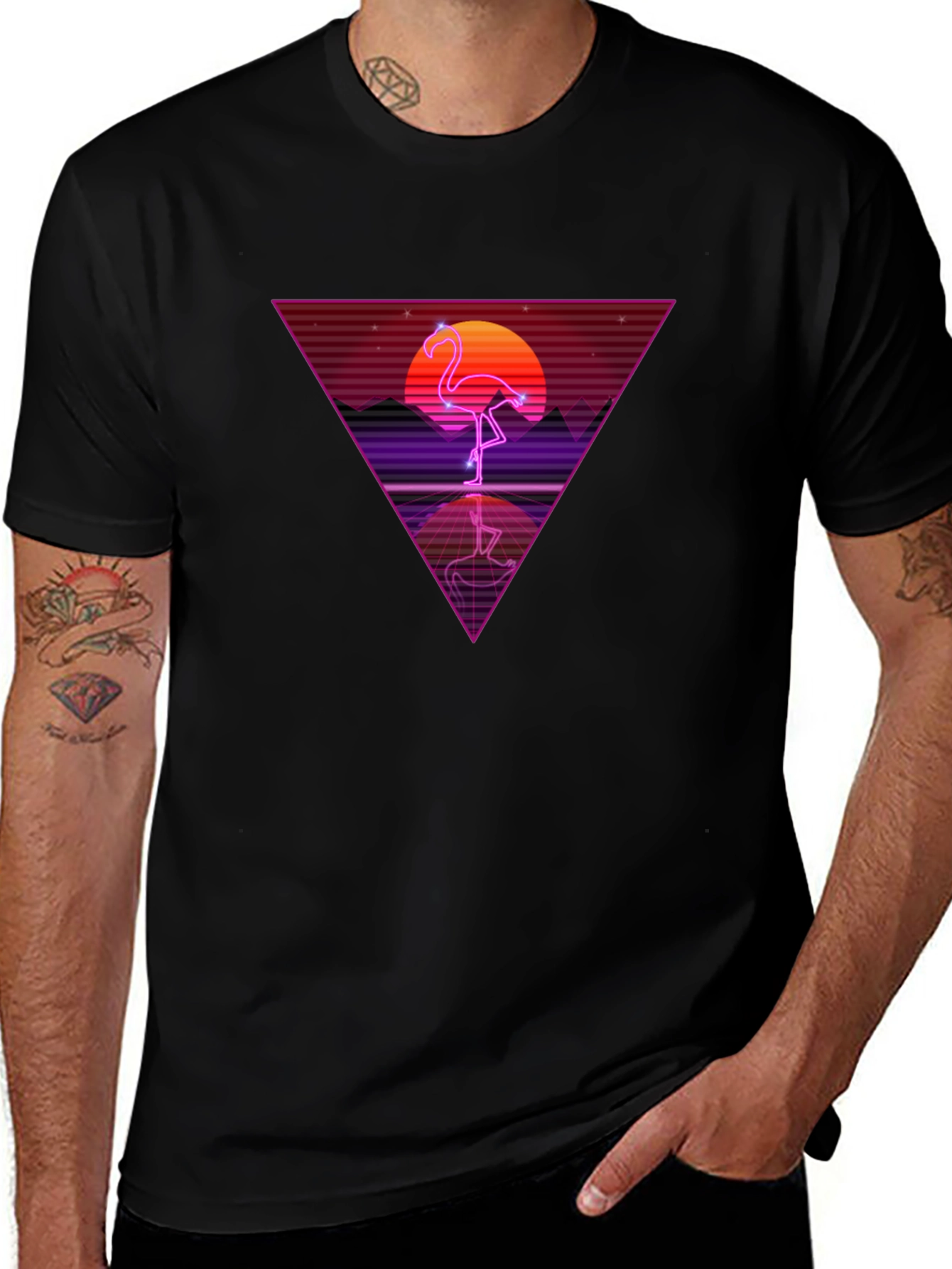 Retro Flamingo Triangle Graphic Tee