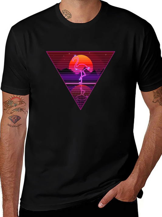 Retro Flamingo Triangle Graphic Tee