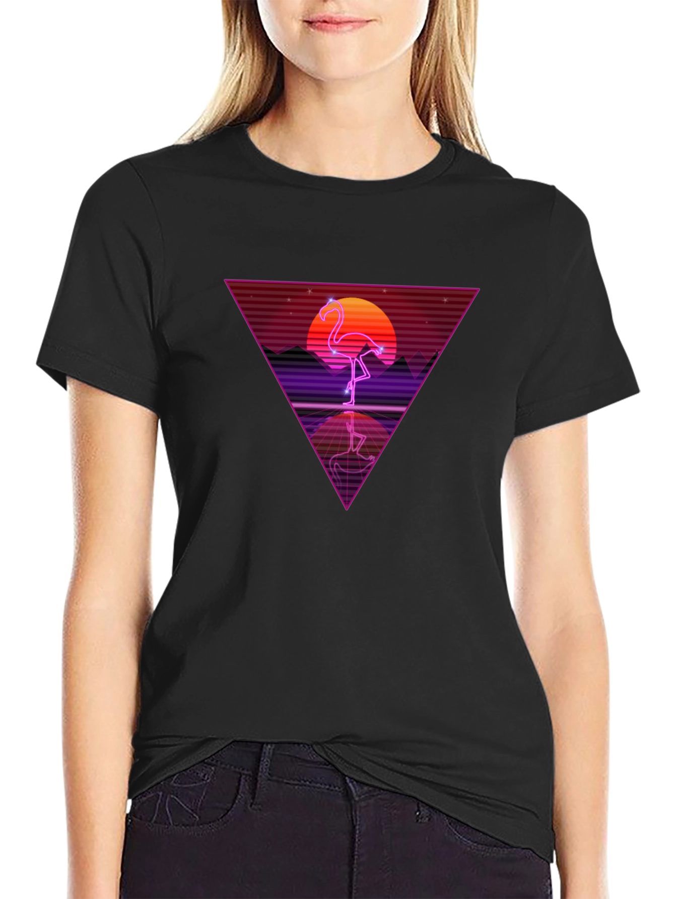 Retro Flamingo Triangle Graphic Tee