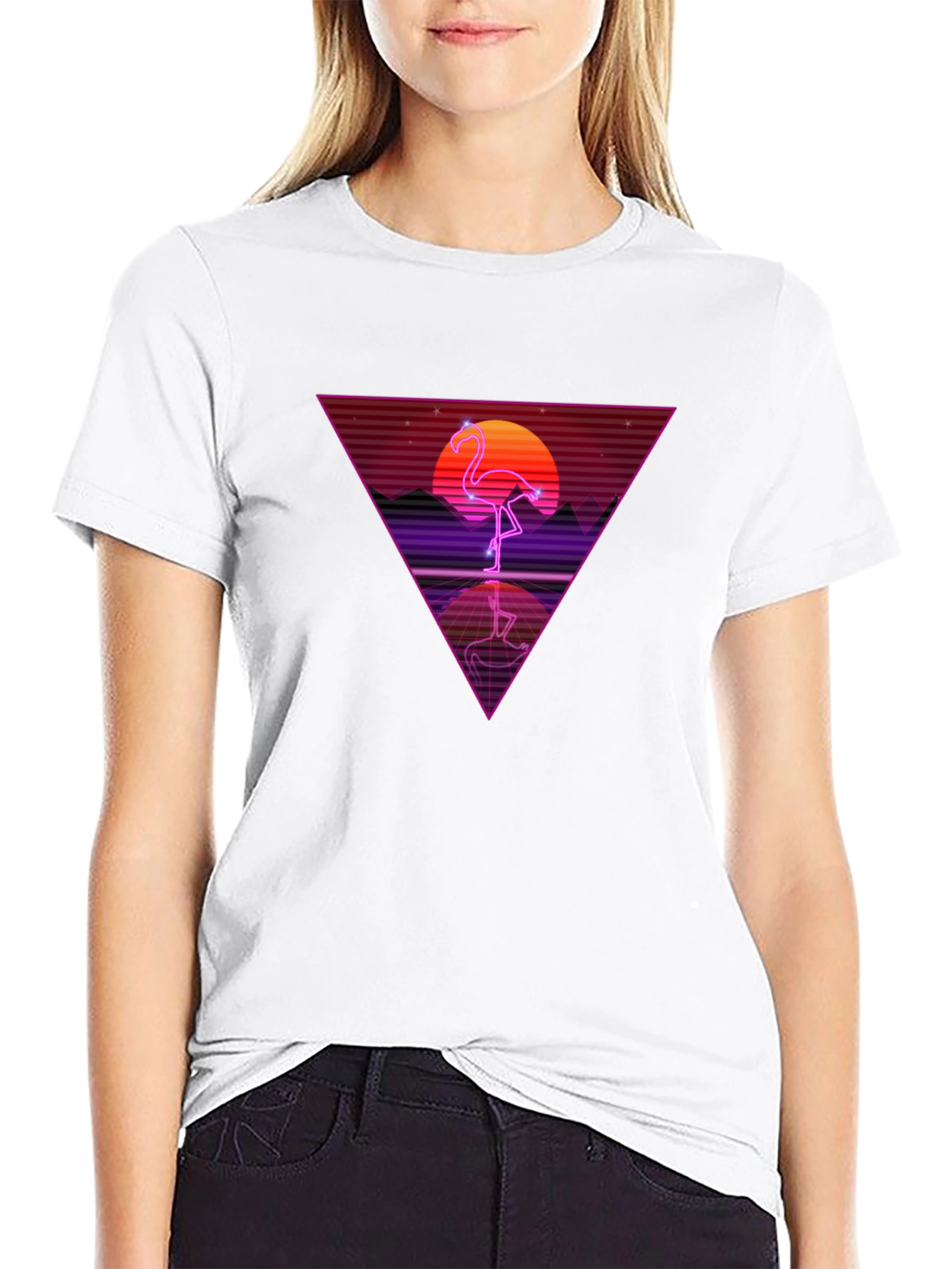 Retro Flamingo Triangle Graphic Tee