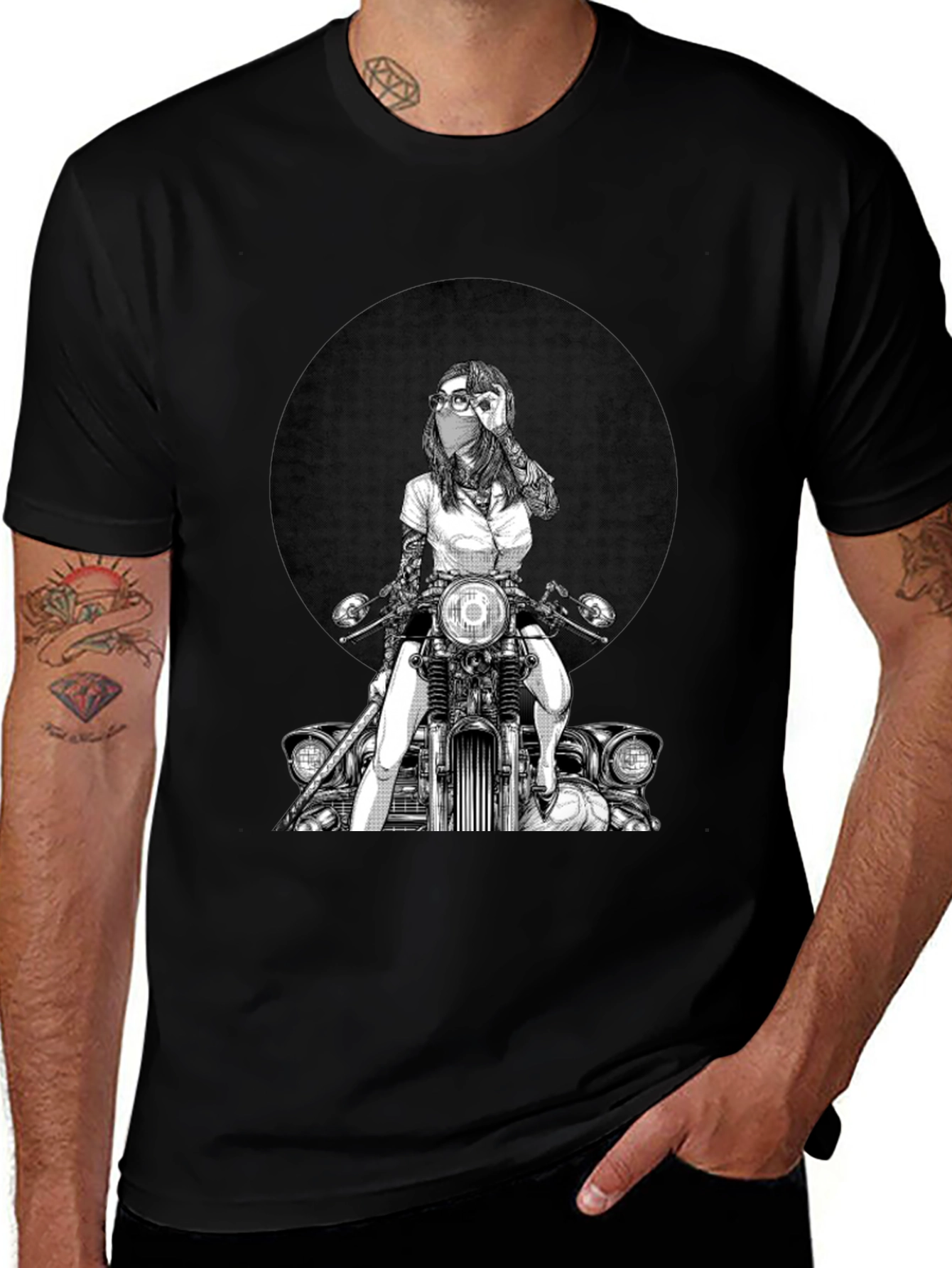 Biker Girl Graphic Tee - Cool Motorcycle T-Shirt