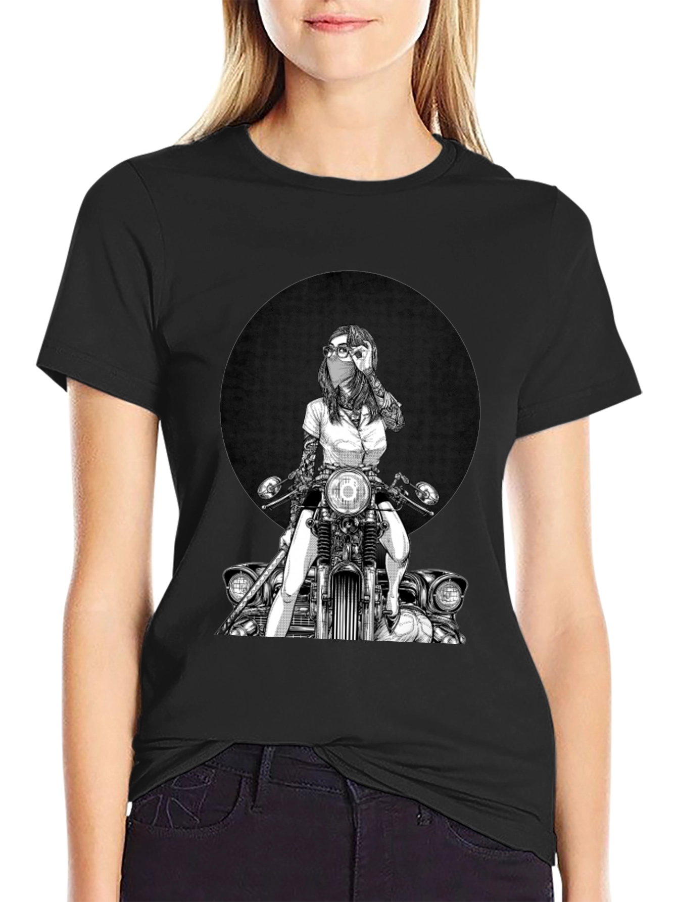 Biker Girl Graphic Tee - Cool Motorcycle T-Shirt