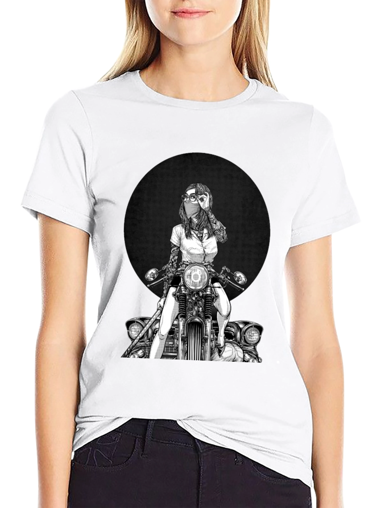 Biker Girl Graphic Tee - Cool Motorcycle T-Shirt