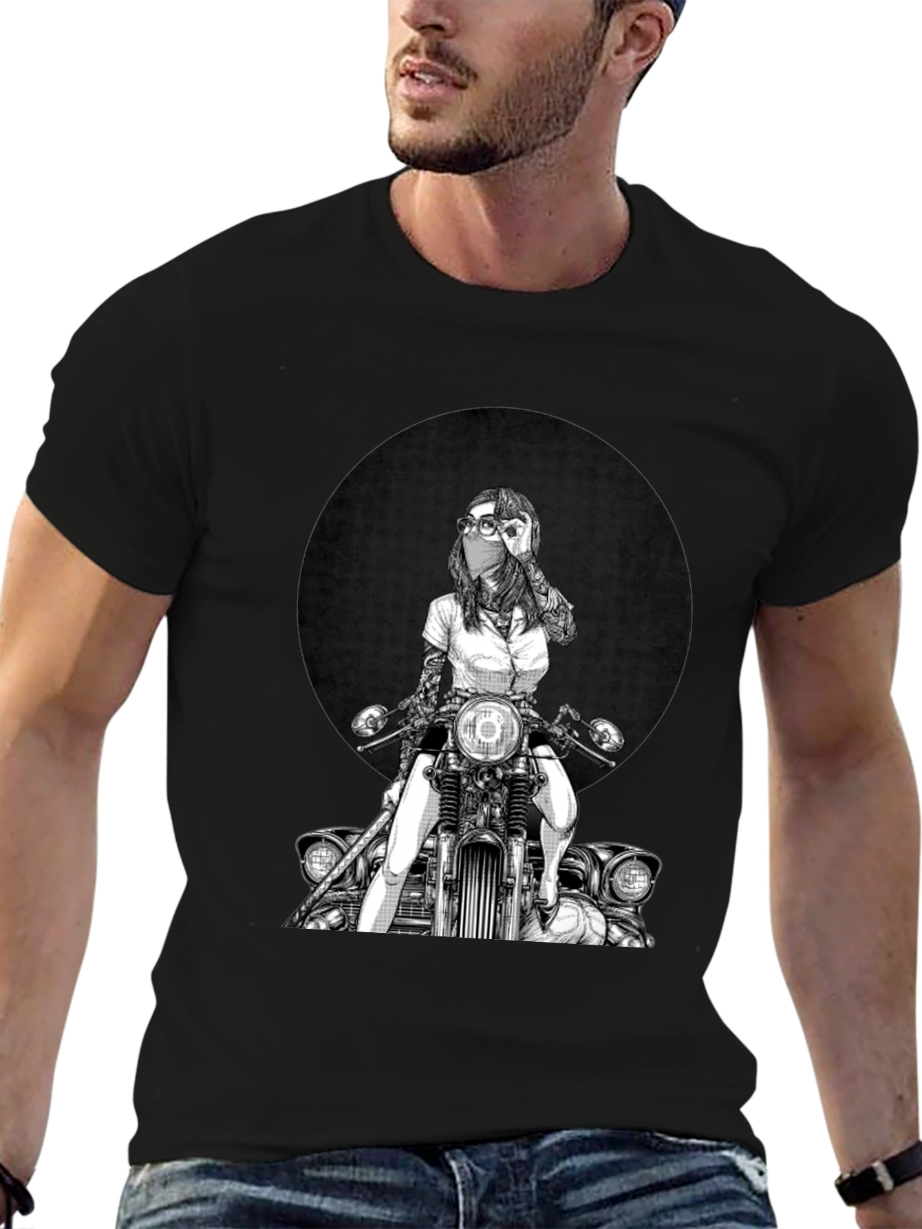 Biker Girl Graphic Tee - Cool Motorcycle T-Shirt