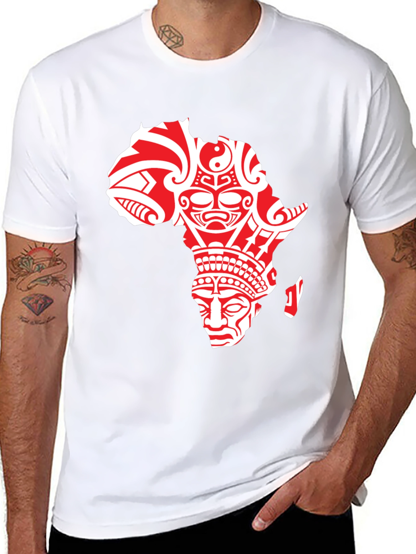 Tribal Africa Graphic Print Crewneck T-Shirt