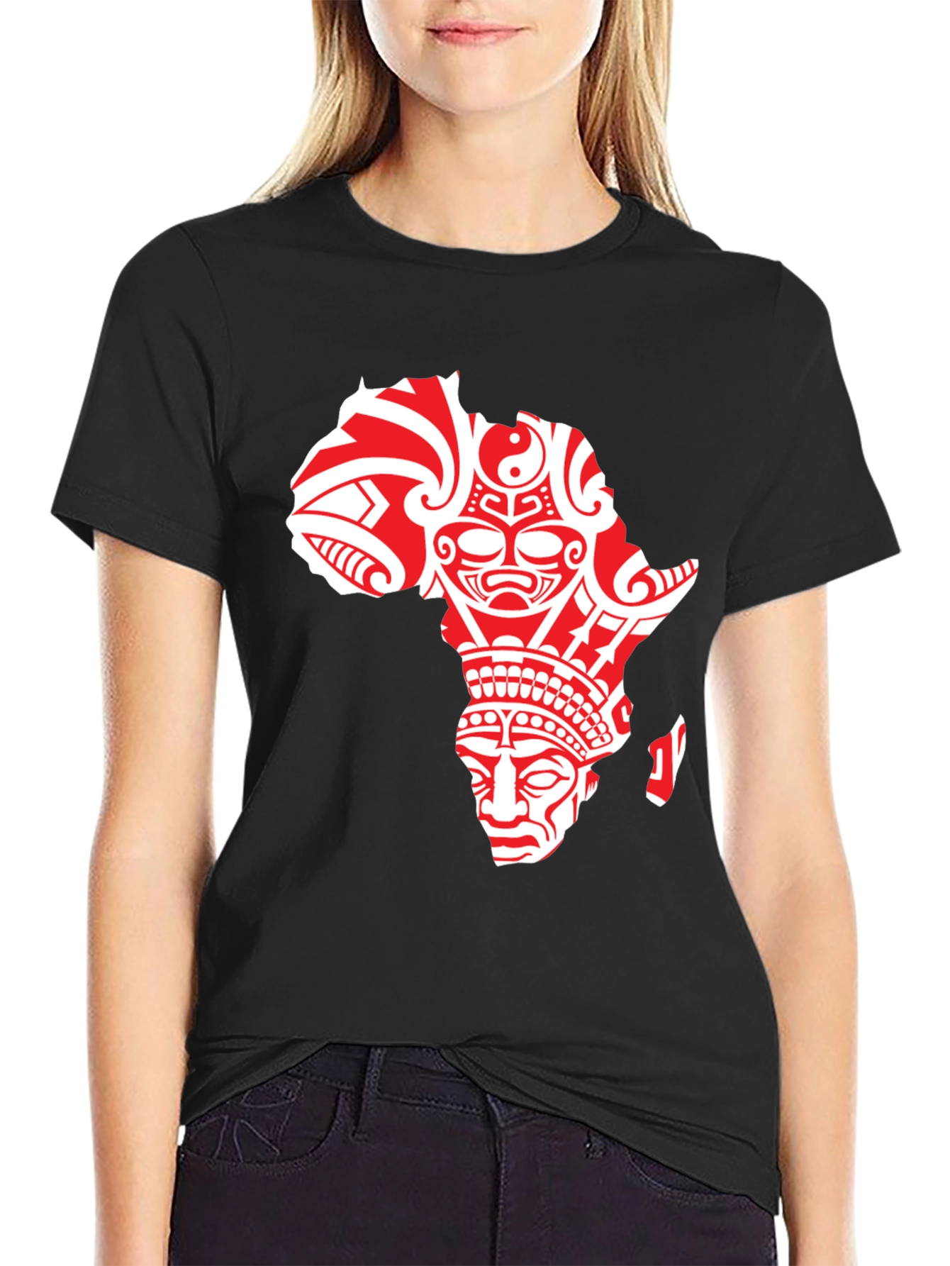 Tribal Africa Graphic Print Crewneck T-Shirt