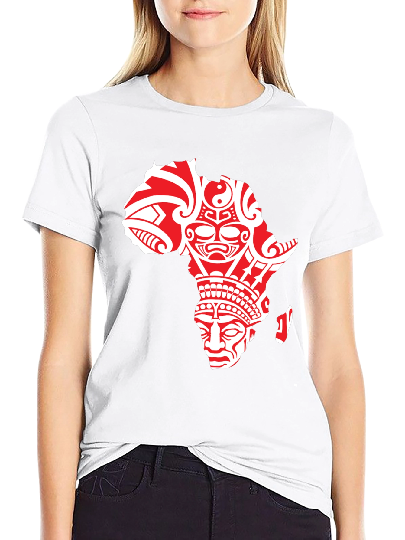 Tribal Africa Graphic Print Crewneck T-Shirt