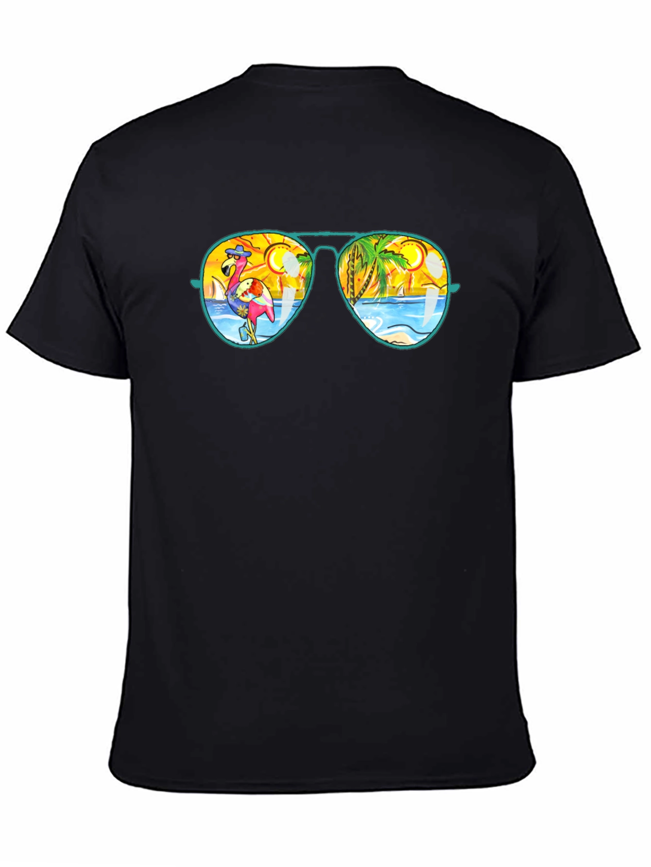 Sunglasses Flamingo & Beach Graphic Tee