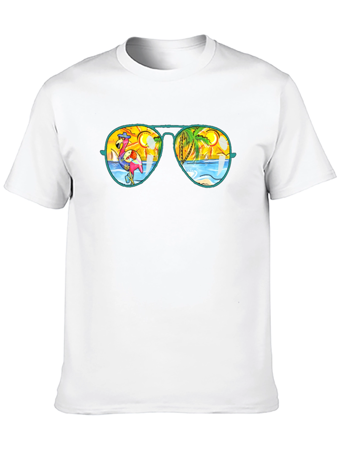 Sunglasses Flamingo & Beach Graphic Tee